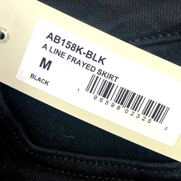 NWT Just USA black denim A Line skirt fray hem pockets front zip M - Picture 12 of 12